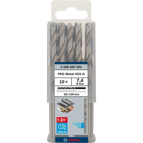 Bosch Příslušenství - Sada vrtáků do kovu, 7,4x109 mm, 10 ks 2608585503
