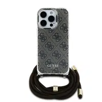 Zadní kryt Guess IML 4G Printed Crossbody popruh pro Apple iPhone 16 Pro Max, hnědá
