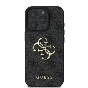 Zadní kryt Guess PU 4G Metal Logo pro Apple iPhone 16 Pro Max, šedá