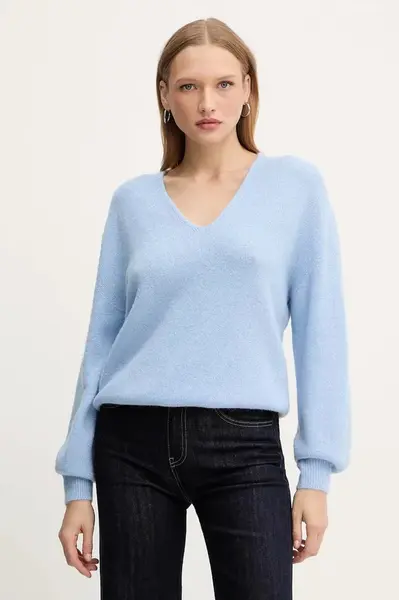 Svetr s příměsí vlny Morgan modrá barva, MVALI