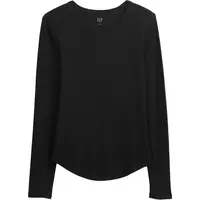 GAP V-LS OPP WAFFLE TEE Dámské tričko, černá, velikost