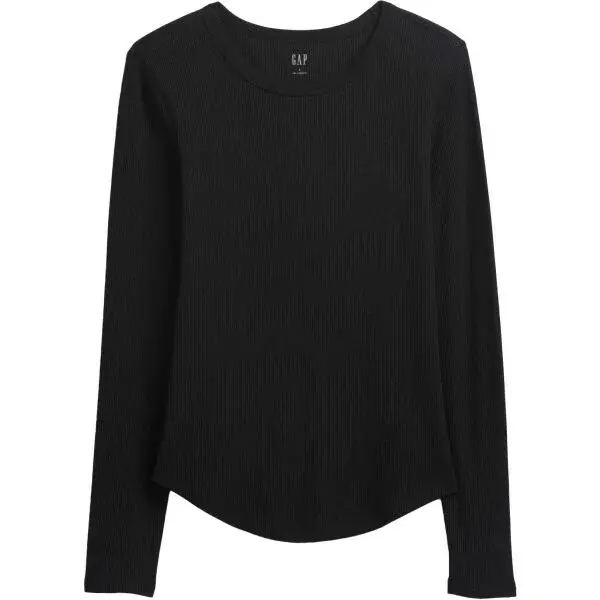 GAP V-LS OPP WAFFLE TEE Dámské tričko, černá, velikost