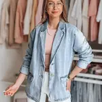 Kurtka damska jeansowa oversize RUNAWAY niebieska Dstreet