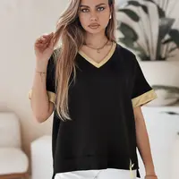 Bluzka damska oversize SHINE LOVE czarna Dstreet