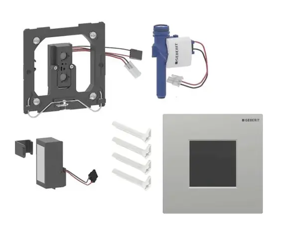 Geberit - Elektronické ovládání splachování pisoárů typ 01, bateriové napájení, easy to clean, Bluetooth, matný chrom 116.094.JQ.1