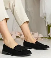 Gemre Black women's classic eco-suede loafers Laiza