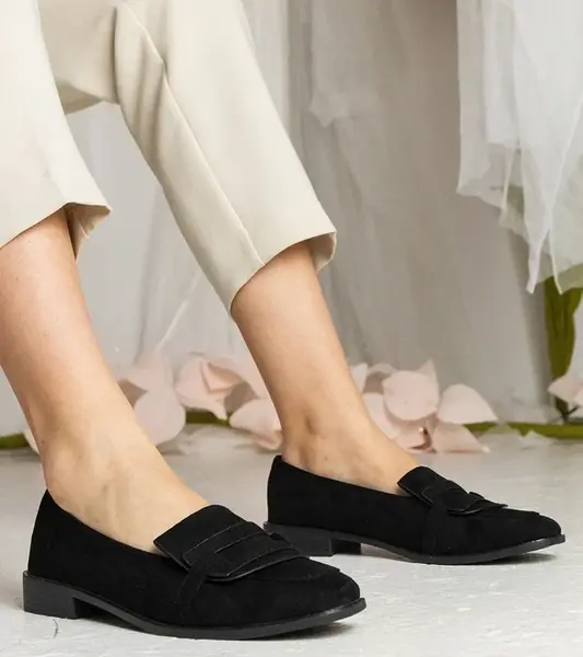 Gemre Black women's classic eco-suede loafers Laiza