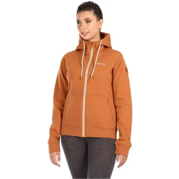 KILPI RAJANA Dámska bavlnená mikina, hnedá, veľkosť