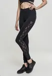 Women's leggings with a mesh ribbon black