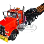 Peterbilt 367 Day Cab Cola Red and Talbert 55SA Tri-Axle Lowboy Trailer Black 1/50 Diecast Model by First Gear