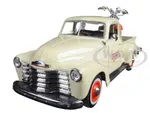 1950 Chevrolet 3100 Pickup Truck Cream 1/25 and 2001 FLSTS Heritage Springer Motorcycle Orange 1/24 "Harley-Davidson Custom" Series Diecast Models by