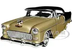 1955 Chevrolet Bel Air Lowrider Hard Top Beige Metallic and Black "Get Low" Series 1/24 Diecast Car Model by Motormax