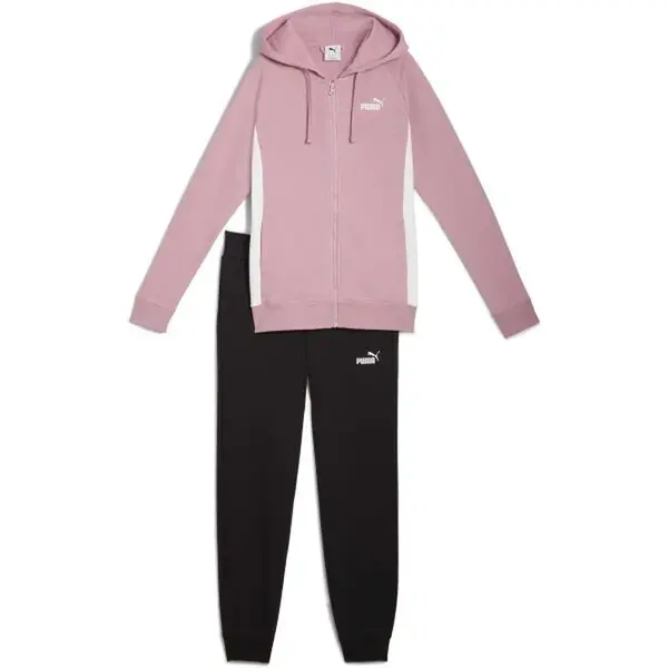 Puma FULL-ZIP HOODED SWEAT SUIT FL Dámská tepláková souprava, růžová, velikost