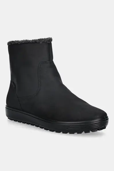 Nubukové boty Ecco Soft 7 Tred Warm dámské, černá barva, na plochém podpatku, zateplené, 450753-02001