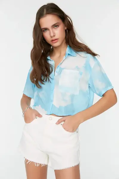 Trendyol White Denim Shorts with Tassels Tassels