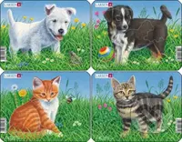 Mačky a psy (M13) (Sada 4 puzzle) - puzzle z kategorie Naučné puzzle