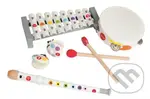 Drevená sada hudobné nástroje Confetti (flauta-tamburína-xylofón-kastanety)