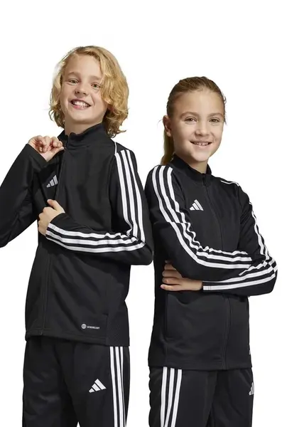 Detská mikina adidas Performance TIRO23L TR JKTY čierna farba, vzorovaná