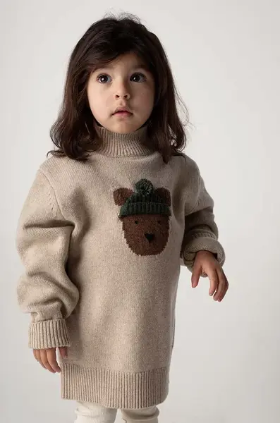 Donsje Detský vlnený sveter Donsje Denn Merino Wool Sweater Bear