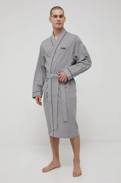 Bavlnený župan BOSS šedá farba,50469624