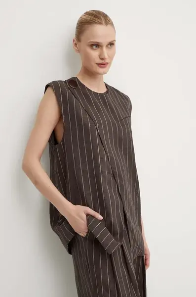 Ľanová vesta Day Birger et Mikkelsen Enid - Casual Linen Stripe