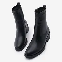 Marjin Women's Zippered Daily Boots Black Befor