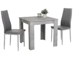 Jedálenský set (3 diely) Duo, šedý betón/sivá ekokoža%