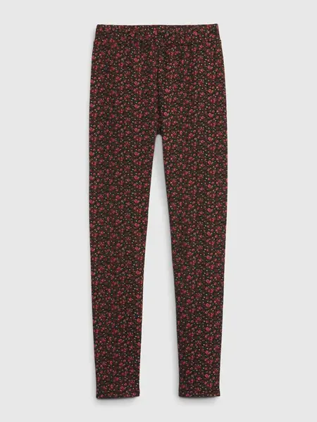 Vínové dievčenské kvetované zateplené legíny GAP