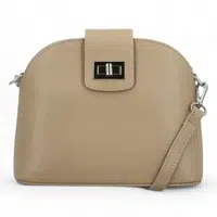 Dámska kožená crossbody kabelka taupe - Delami Saffet