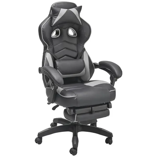 Livetastic HERNÍ ŽIDLE, vzhled kůže, mikrovlákno, šedá, černá