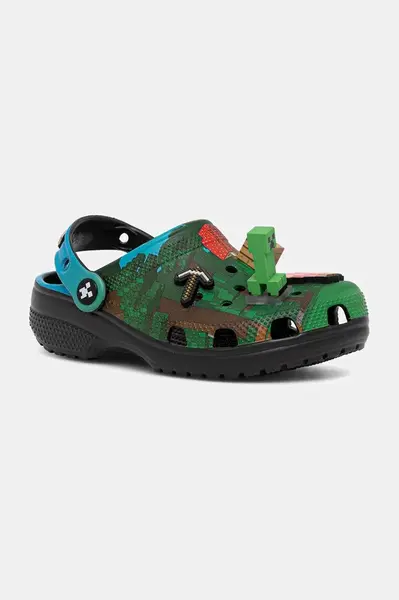 Pantofle Crocs CLASSIC MINECRAFT CLOG KIDS zelená barva, 210830