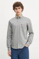 Bavlněná košile HUGO pánská, černá barva, slim, s límečkem button-down, 50479302