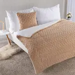 Prošívaná beránková souprava INVERNO béžová 2 ks