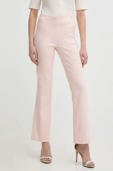 Kalhoty Guess ORNELLA dámské, růžová barva, zvony, high waist, W4GB18 WG492