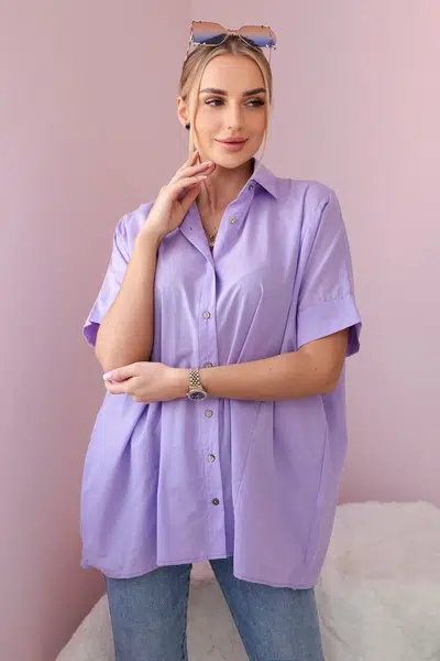 Kesi Bavlněná košile s krátkým rukávem fialka