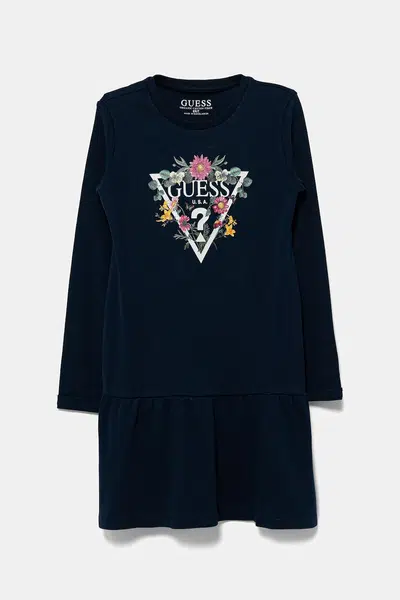 Dětské bavlněné šaty Guess modrá barva, mini, K3YK13 KA6W4