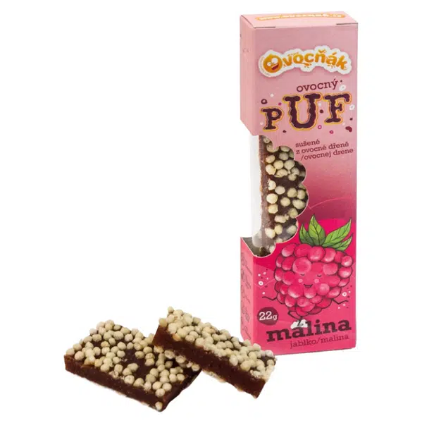 OVOCŇÁK Ovocné puf plátky jablko a malina 22 g