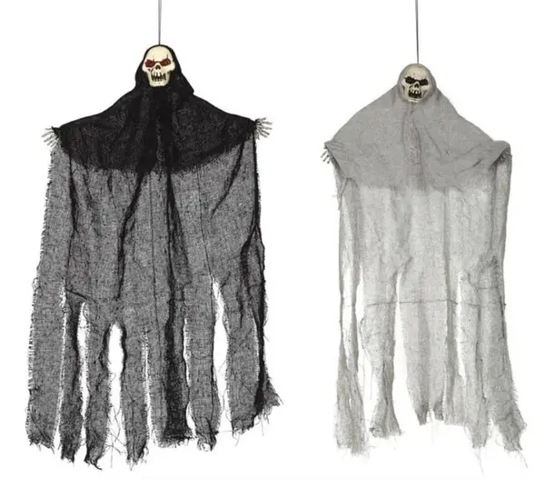 Visiace dekorácie Lebky 2sivé motívy 60cm