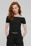 Women's Organic Off Shoulder Rib T-Shirt - Black