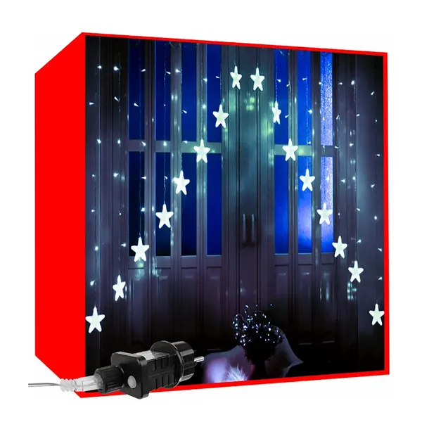 Vianočná súprava LED ZÁVES HVIEZDY VZH136/CW/P 136ks 2,45x1m studená biela IP44 8 programov