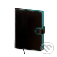 Zápisník Flip černo/petrolejová 13 tečkovaný L