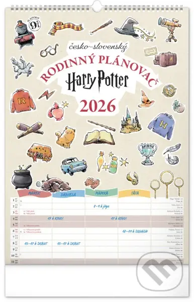 NOTIQUE Nástenný Rodinný plánovací kalendár Harry Potter 2026