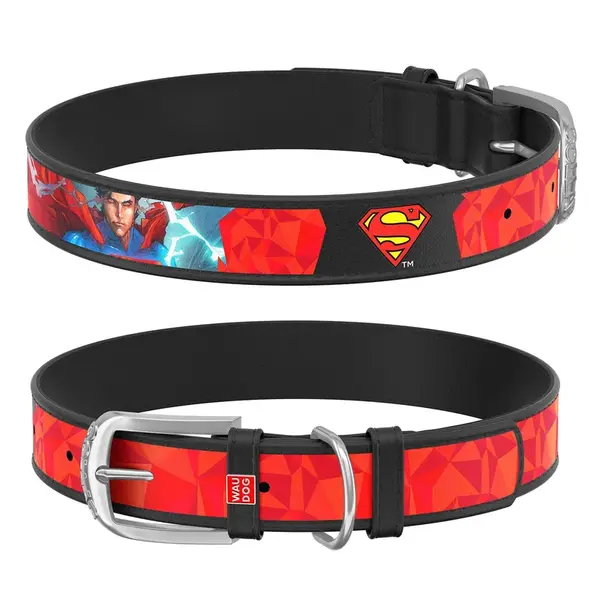 Kožený obojok Superman DC COMICS čierny, Obvod krku: 26-35 cm, širka: 15 mm