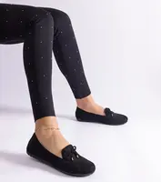 Gemre Treja suede black moccasins with bow