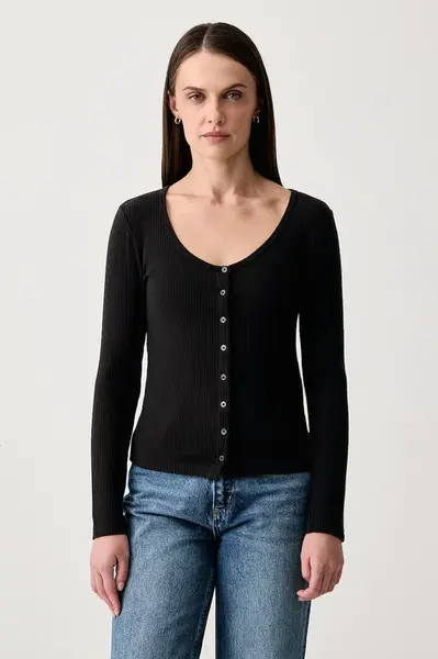 Levi's  kardigan dámský bavlněný s elastanem AUSTEN BUTTON THROUGH LS