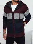Sweter męski ocieplany z kapturem bordowy Dstreet