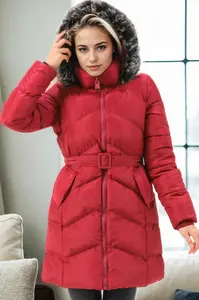 Z6768 DEWBERRY WOMEN'S COAT-BURGUNDY-1