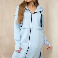 Zateplený komplet s dlouhou mikinou modré barvy