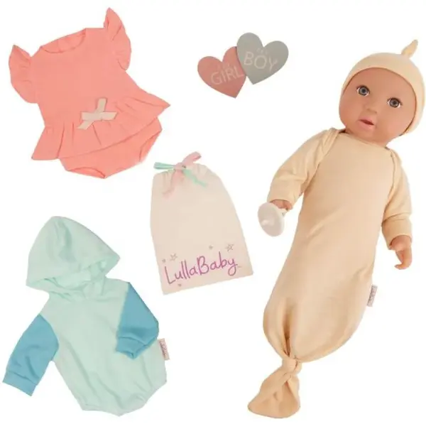 LullaBaby Bábika 35 cm s prekvapením Gender Reveal