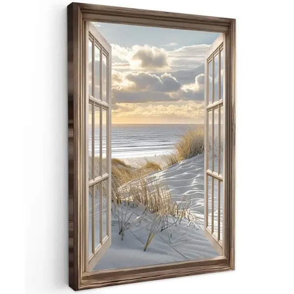 MuchoWow OBRAZ NA PLÁTNĚ výhled - Pláž - Duny - Moře - Příroda 60x90 cm